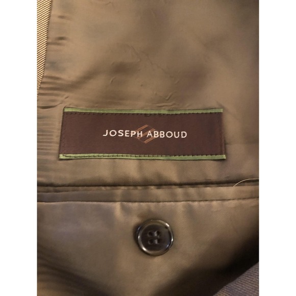 Joseph Abboud Suit Jacket Mens 44L Beige Wool Loro Piana Super 120s 2 Button USA - Picture 4 of 12